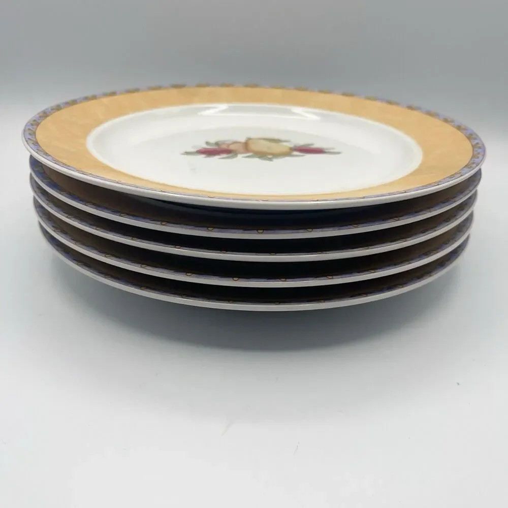 5 - DANSK Fiance Fruits Dinnerware 9 Inch Lunch Plates